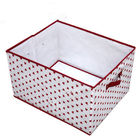 OEM Durable PP Non Woven Storage Boxes with Cover , White Red Dots Printed