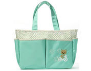 Light Green Fabric Cute Stylish Baby Changing Bags Embroidery logo on front