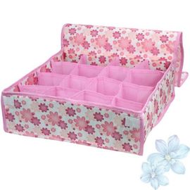 Pink Orange Non Woven Multi Compartment Storage Boxes for Underwear