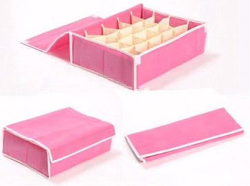 Pink Orange Non Woven Multi Compartment Storage Boxes for Underwear