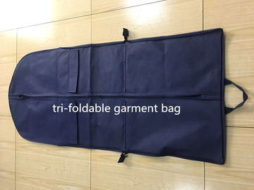 Tri-foldable Suit Garment Bag navy non woven and polyester with shoe pocket