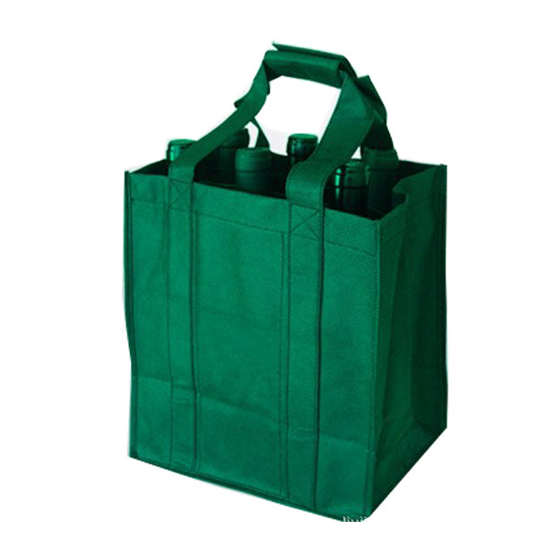 Durable Green Non Woven Shopping Bag  Wine Bottle Totes ISO9001 Certification