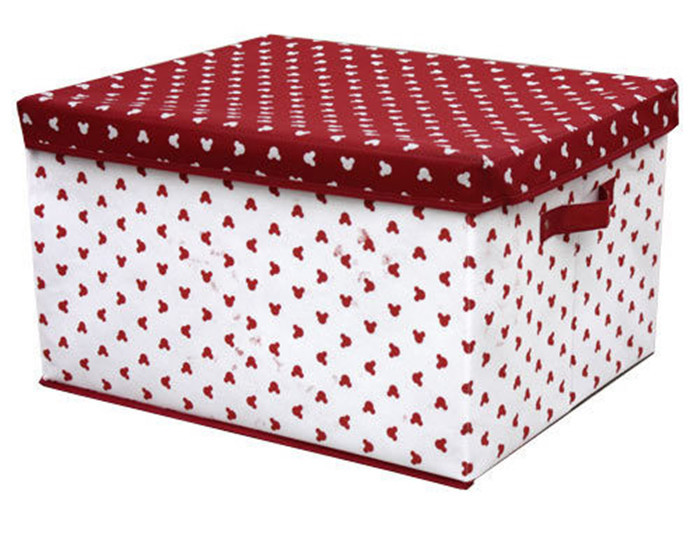 OEM Durable PP Non Woven Storage Boxes with Cover , White Red Dots Printed