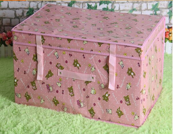 Customized Foldable Lamination Non Woven Storage box /bins , Pink / Yellow / Blue