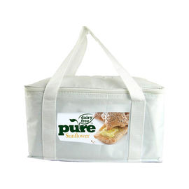 600D Polyester 24 Can Insulated Picnic Bag , Promotional Lunch Bag White Color